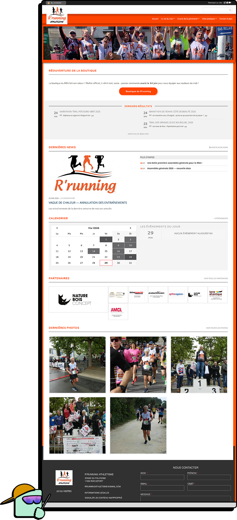 capture d'écran du site web du R'running Athlétisme